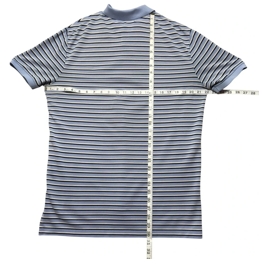 Polo Ralph Lauren Blue & Black Striped Performance Polo Shirt Size M ~ Excellent
